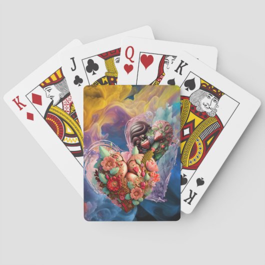 Kleurrijke harten speelkaarten (Achterkant)