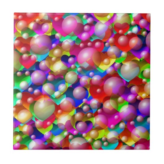 kleurrijke harten tegeltje (Voorkant)