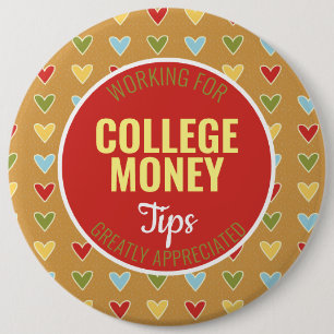 Kleurrijke harten   Tips gewaardeerd   Studiegeld Ronde Button 6,0 Cm
