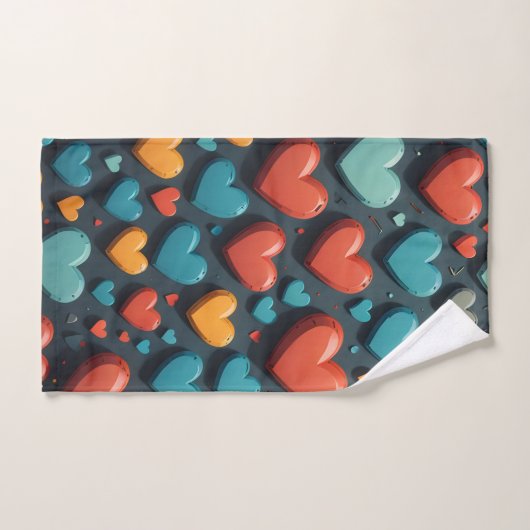 Kleurrijke harten, Valentijn kunst Bad Handdoek (Handdoek)