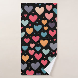 Kleurrijke harten valentijnsdag  badhanddoek