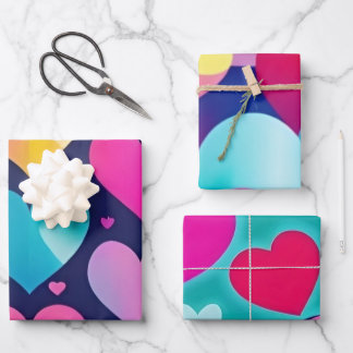 Kleurrijke Harten Verpakking Papier Platte Blad Se Inpakpapier Vel