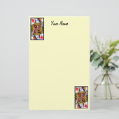 kleurrijke hartenkoningin briefpapier (Staand voorkant)