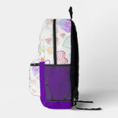 Kleurrijke hartpatroon en Initiaal Letter Monogram Bedrukte Rugzak (Rechts)