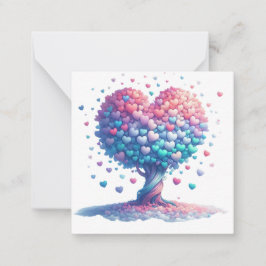 Kleurrijke Hartvormige Boom  Notitiekaartje
