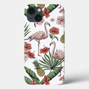 Kleurrijke Hawaïaanse Bloem Pink Flamingo iPhone 13 Hoesje
