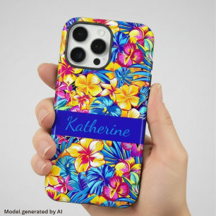 Kleurrijke Hawaïaanse Tropische Bloem Palm Naam iPhone 16 Pro Max Hoesje