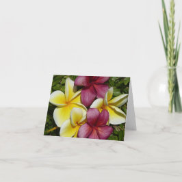 Kleurrijke Hawaiiaanse Plumerias Gevouwen Wenskaar Kaart