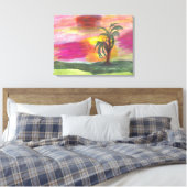 Kleurrijke Hawaiian Art met platte doek Canvas Afdruk (Insitu (Slaapkamer))