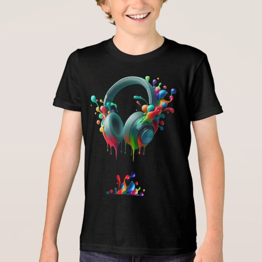 Kleurrijke HeadPhone Tri-Blend Shirt (Voorkant)