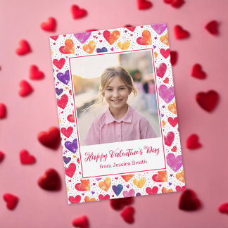 Kleurrijke Hearts Classroom Valentijnsdag Foto Notitiekaartje