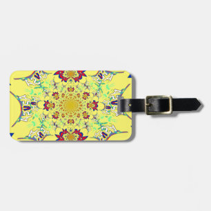 Kleurrijke Heldere Bloemen Damast Design Art Print Bagagelabel