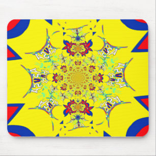 Kleurrijke Heldere Bloemen Damast Design Art Print Muismat