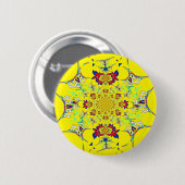 Kleurrijke Heldere Bloemen Damast Design Art Print Ronde Button 5,7 Cm (Voorkant /achterkant)