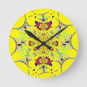 Kleurrijke Heldere Bloemen Damast Design Art Print Ronde Klok