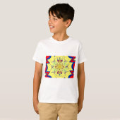 Kleurrijke Heldere Bloemen Damast Design Art Print T-shirt (Voorkant volledig)