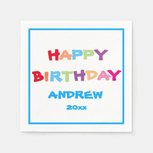Kleurrijke heldere gepersonaliseerde Happy Birthda Servet