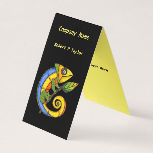 Kleurrijke Heldere Hagedis Branch Leaf Zwart Geel Visitekaartjes (Voorkant)
