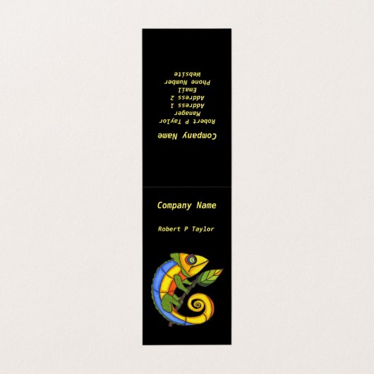 Kleurrijke Heldere Hagedis Branch Leaf Zwart Geel Visitekaartjes (Buitenkant ongevouwen)