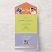 Kleurrijke Heldere Huwelijk QR Code All In One Uitnodiging (Binnen)