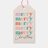 Kleurrijke Heldere Moderne Vrolijke Kerstmis Cadeaulabel (Voorkant)