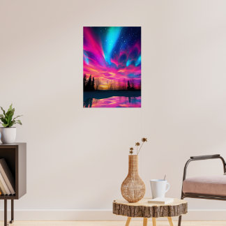 Kleurrijke Heldere Noorderlicht Muur Print