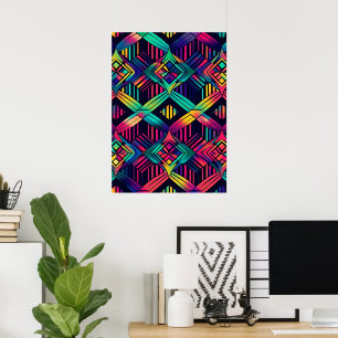 Kleurrijke heldere psychedelische Abstracte muurpr Poster