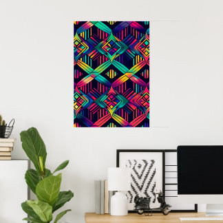 Kleurrijke heldere psychedelische Abstracte muurpr Poster