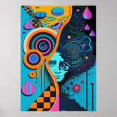 Kleurrijke heldere psychedelische Abstracte muurpr Poster (Voorkant)