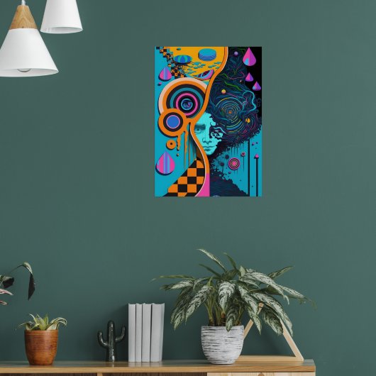 Kleurrijke heldere psychedelische Abstracte muurpr Poster (Woonkamer 1)