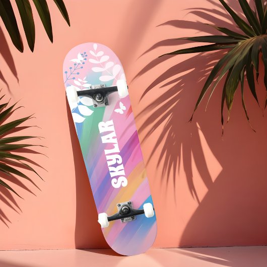 Kleurrijke Heldere Rainbow Pride Patroon Bloemenro Skateboard