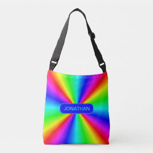 Kleurrijke, heldere regenboog op maat crossbody tas