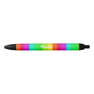 Kleurrijke heldere regenbooglijnen zwarte inkt pen