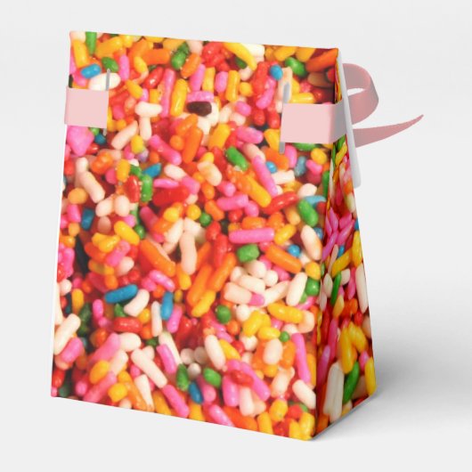 Kleurrijke heldere regenboogsprinkles bedankdoosjes (Achterkant)