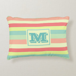 Kleurrijke heldere strepen moderne monogram accent kussen