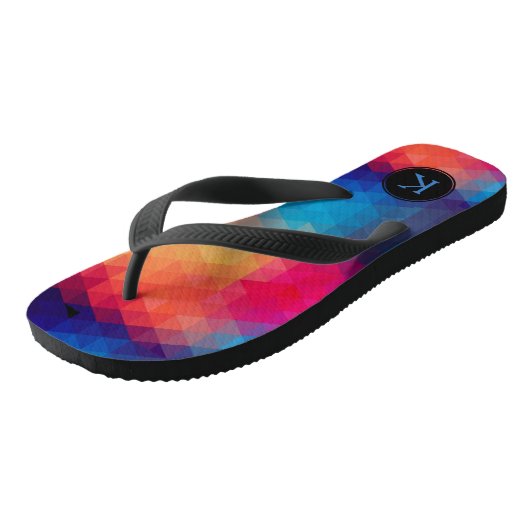 Kleurrijke heldere tonen Modern geometrisch patroo Teenslippers (Schuin)