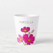 Kleurrijke Heldere Tuin Kosmos Bloemen Custom Latte Mok (Voorkant)