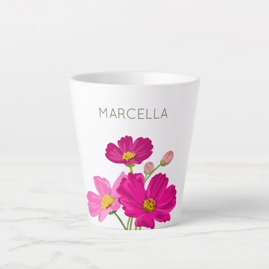 Kleurrijke Heldere Tuin Kosmos Bloemen Custom Latte Mok (Voorkant)