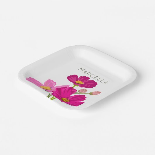 Kleurrijke Heldere Tuin Kosmos Bloemen Custom Papieren Bordje (Gebogen)