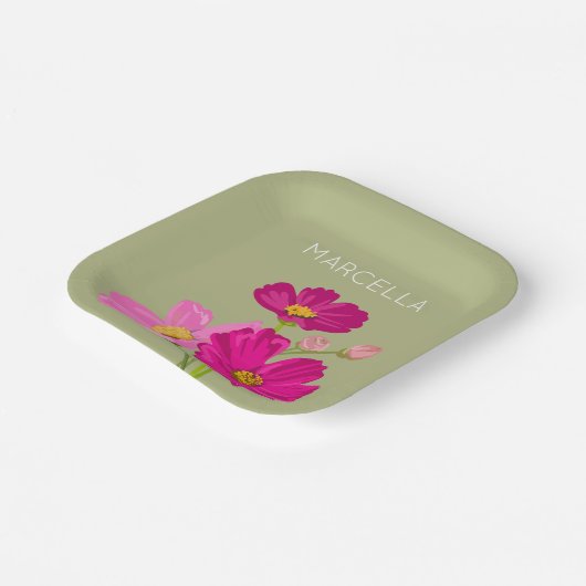 Kleurrijke Heldere Tuin Kosmos Bloemen Custom Papieren Bordje (Gebogen)