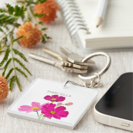 Kleurrijke Heldere Tuin Kosmos Bloemen Custom Sleutelhanger
