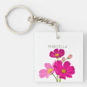 Kleurrijke Heldere Tuin Kosmos Bloemen Custom Sleutelhanger (voorkant)