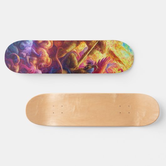 Kleurrijke Hemelse Conflict Abstracte Schilderij Skateboard (Horizontaal)