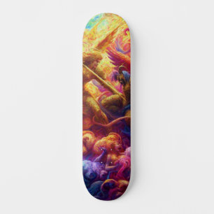 Kleurrijke Hemelse Conflict Abstracte Schilderij Skateboard