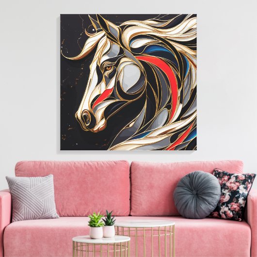 Kleurrijke hengst geest canvas afdruk (Insitu (Woonkamer))