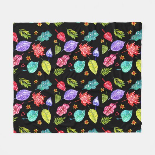 Kleurrijke herfst bladeren patronen fleece deken (Voorkant (Horizontaal))