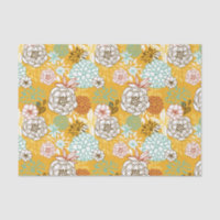 Kleurrijke Herfst Bloeit Patroon Weefsel Papier