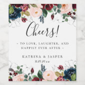 Kleurrijke Herfst Bloemen Lijst Bruiloft Wijn Etiket (Enkel label)