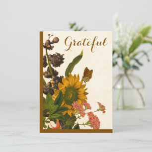 Kleurrijke Herfst Bruine Bloemen Gelukkig Thanksgi Feestdagenkaart