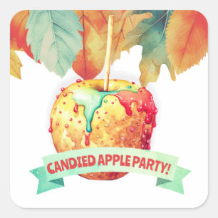 Kleurrijke Herfst Herfst Candided Apple Party Vierkante Sticker